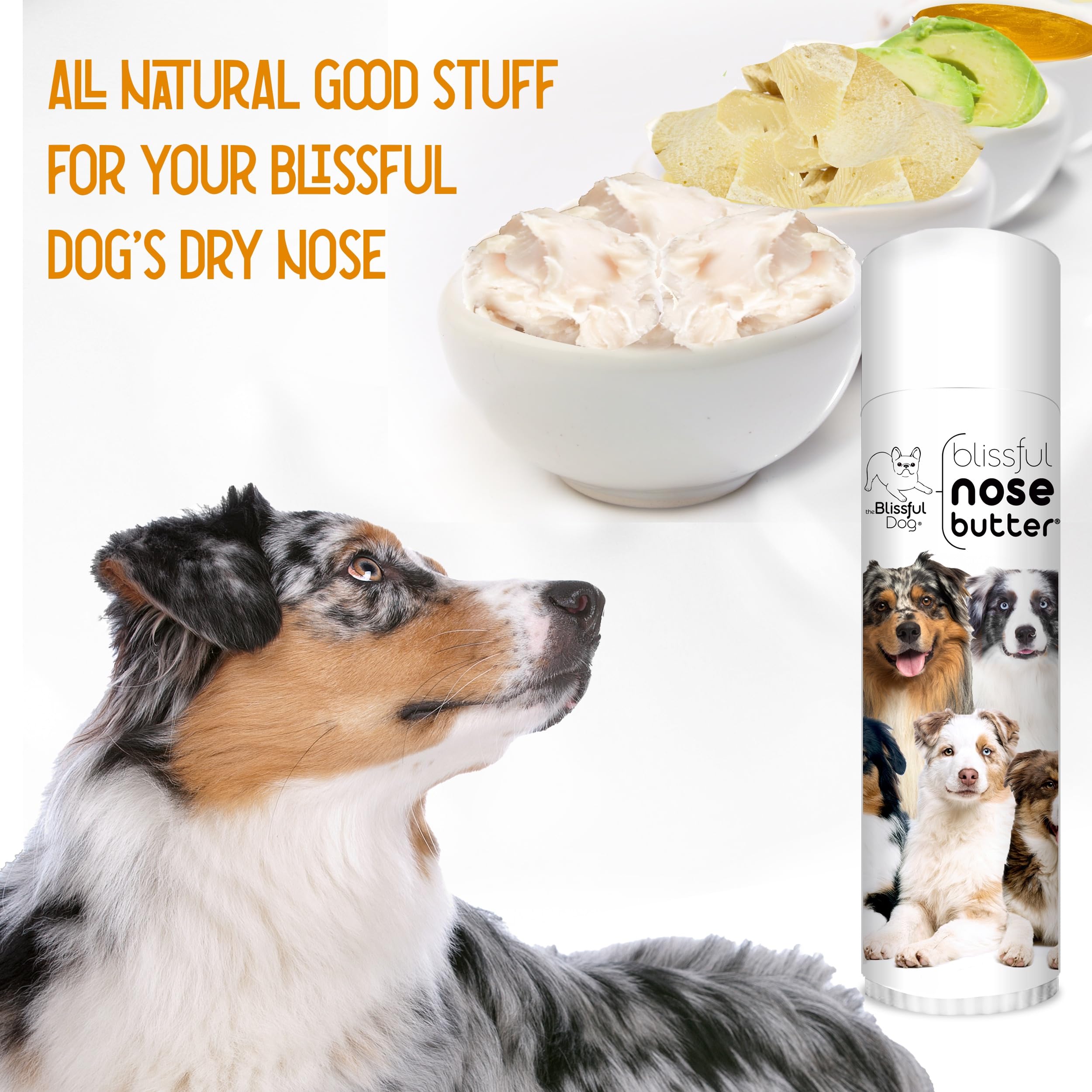 The Blissful Dog Australian Shepherd Unscented Nose Butter - Dog Nose Butter, 0.50 Ounce